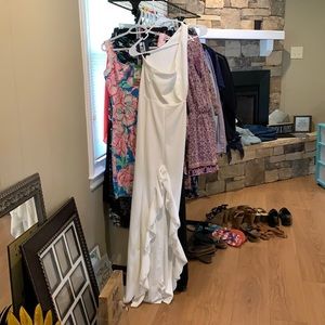 White one shoulder long dress